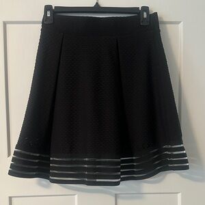Material Girl Black A-Line Skirt with Sheer Stripes